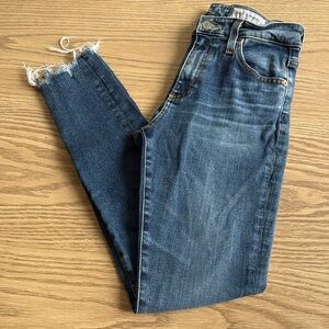 AG Adriano Goldschmied Farrah Skinny Ankle High Rise Jeans Raw Hem Sharkbite
